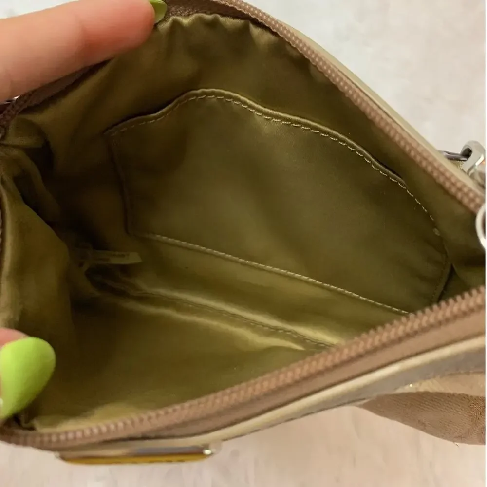 Coach Gold Canvas Wristlet
